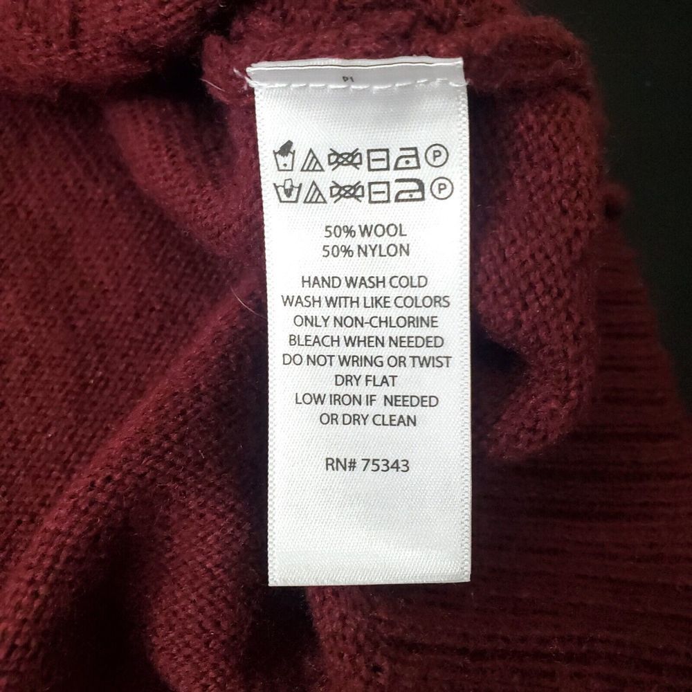 C&C California Womens Turtleneck‎ Sweater Large Red Burgundy Long Sleeve Wool - Picture 8 of 13